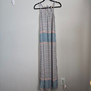 Knox Rose Mediterranean Pattern Strappy Long Maxi Dress With Pockets Size S